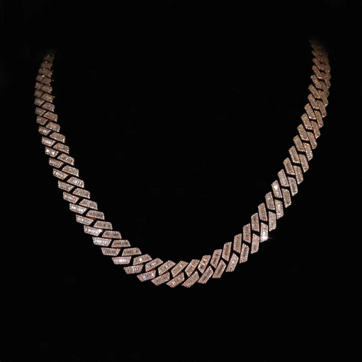 15mm Baguette Cuban Link Chain (Rose Gold)