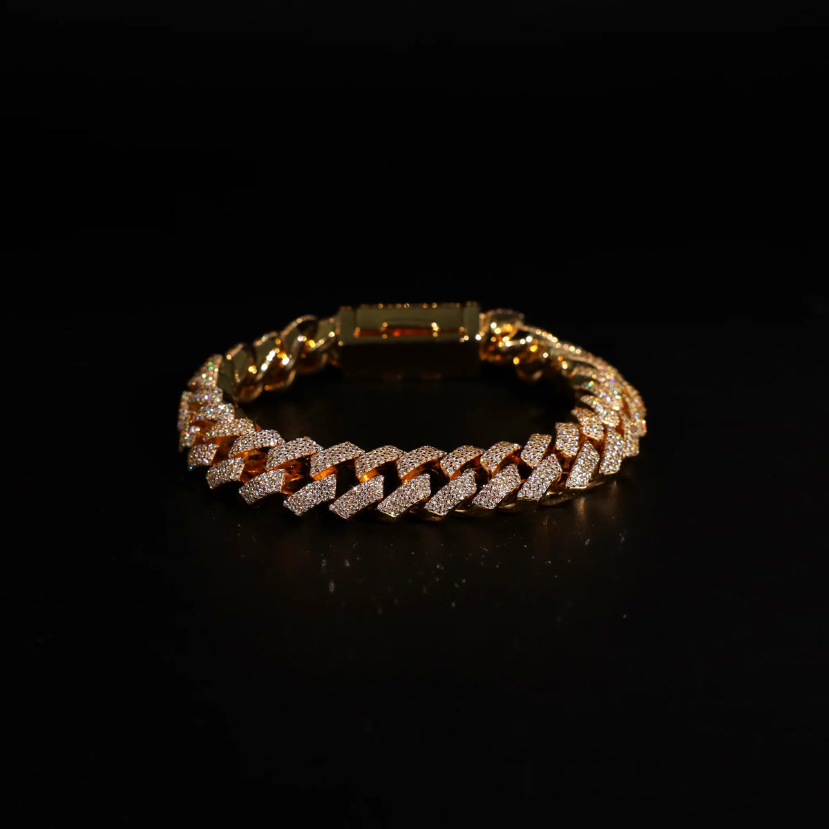 12mm Prong Cuban Link Bracelet (Gold)