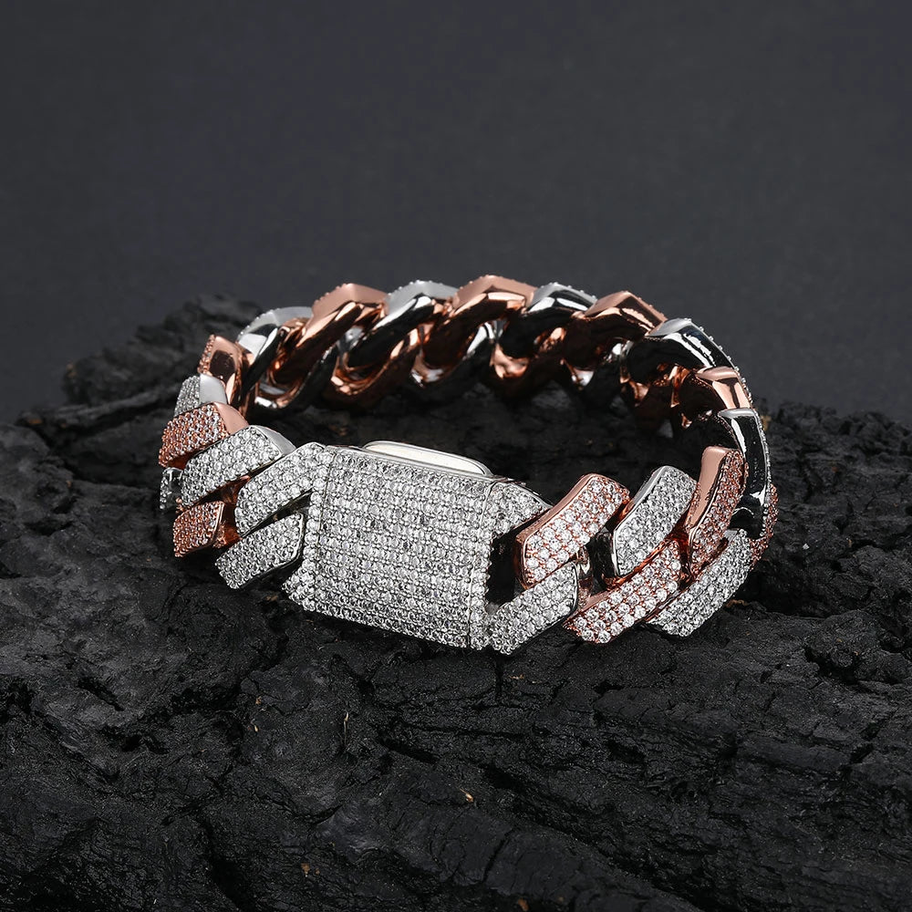 20MM 3-Row Iced Prong Cuban Bracelet