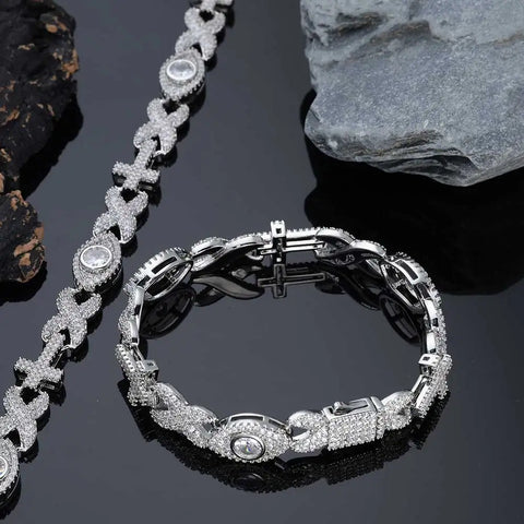 Cross With Diamond Eyes Iced Out Bracelet