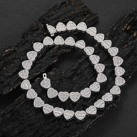 Heart Shape Cluster Tennis Chain