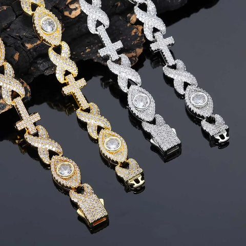 Cross With Diamond Eyes Iced Out Chain