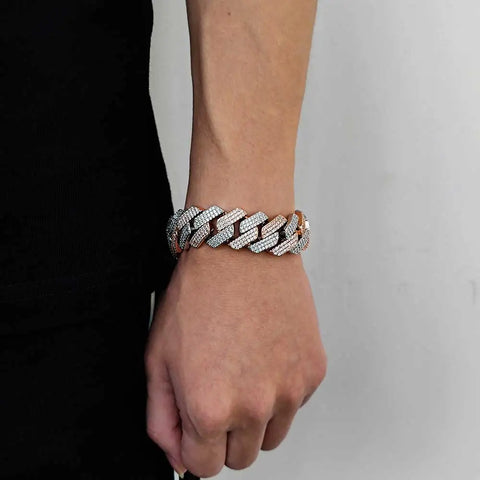 20MM 3-Row Iced Prong Cuban Bracelet
