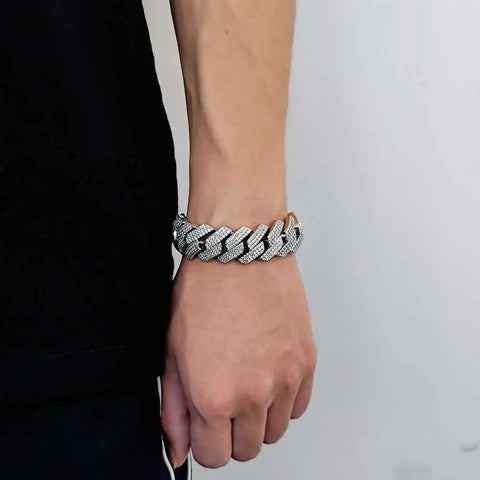 20MM 3-Row Iced Prong Cuban Bracelet