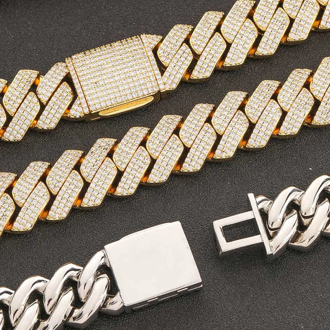 20MM 3-Row Iced Prong Cuban Chain