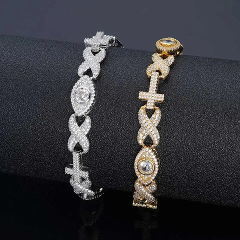 Cross With Diamond Eyes Iced Out Chain