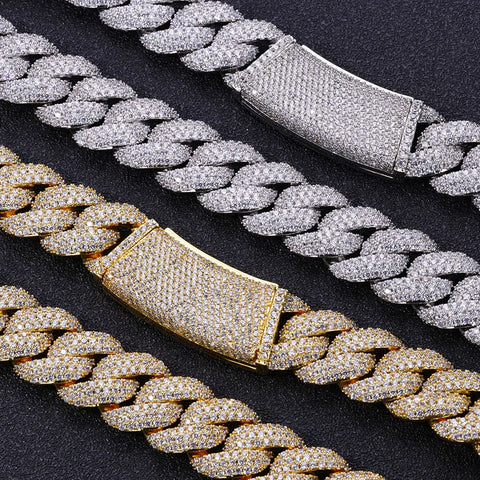 18mm 3 Rows Diamond Cuban Link Bracelet