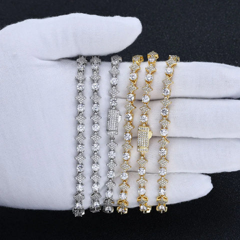 6mm Round and Star Diamond Tennis Bracelet