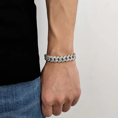 12mm Cuban Link Iced Out Baguette Bracelet