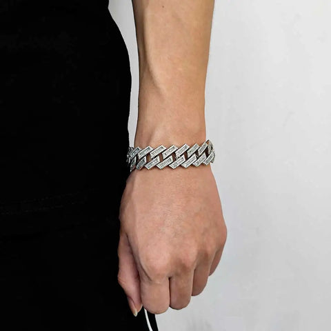 15mm Prong Cuban Iced Out Bracelet
