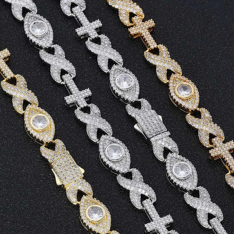 Cross With Diamond Eyes Iced Out Chain