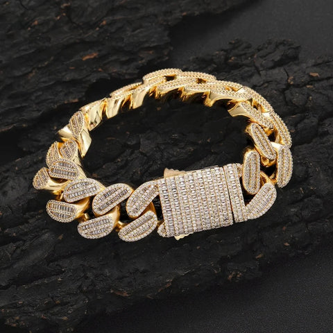 20mm Baguette Miami Cuban Link Bracelets
