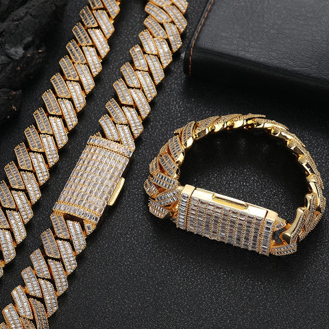 20mm Full Baguette Prong Cuban Bracelet