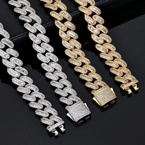 12mm Cuban Link Iced Out Baguette Bracelet