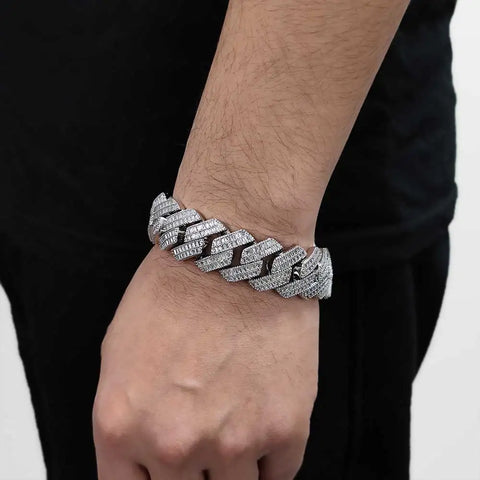 20mm Full Baguette Prong Cuban Bracelet