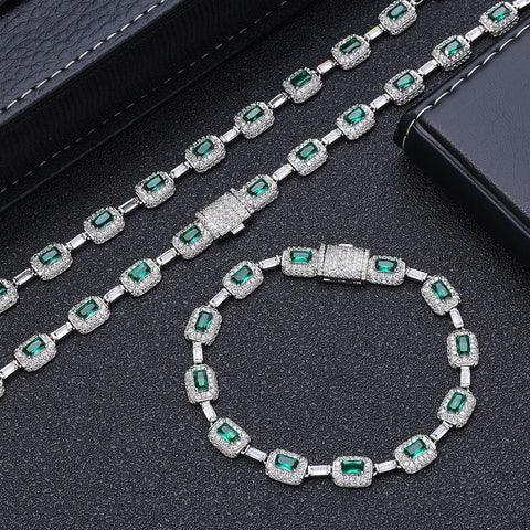 7mm Iced Emerald Cushion Cut Diamond Tennis Chain