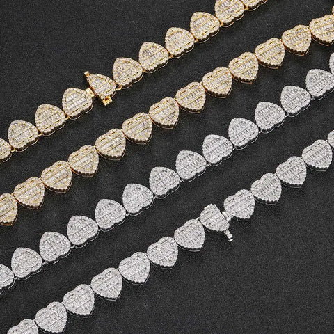 Heart Shape Cluster Tennis Chain