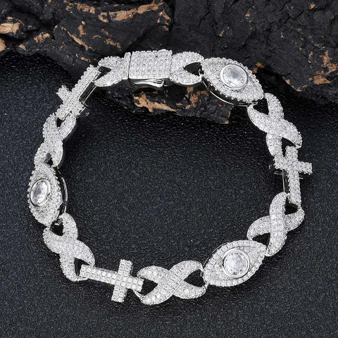 Cross With Diamond Eyes Iced Out Chain