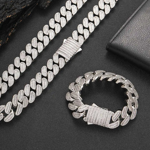 20mm Baguette Miami Cuban Link Bracelets