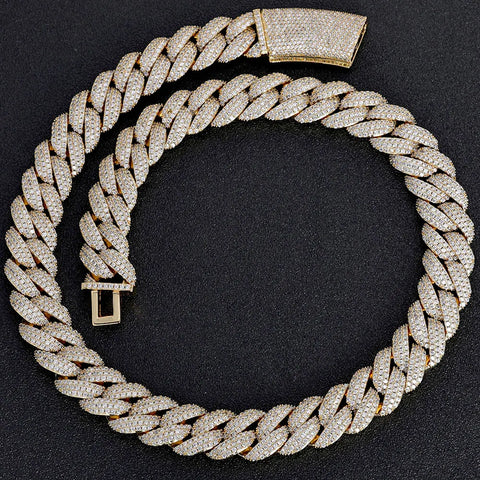 18mm 3 Rows Diamond Cuban Link Chain