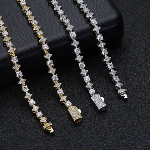 6mm Round and Star Diamond Tennis Bracelet