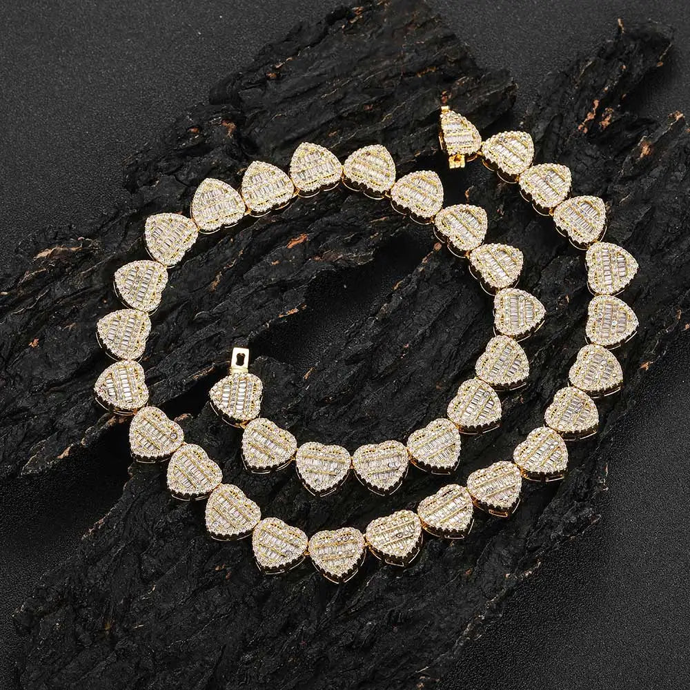 Heart Shape Cluster Tennis Chain