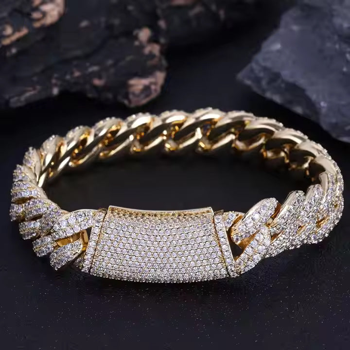 13mm 2 Row Diamond Cuban Bracelet