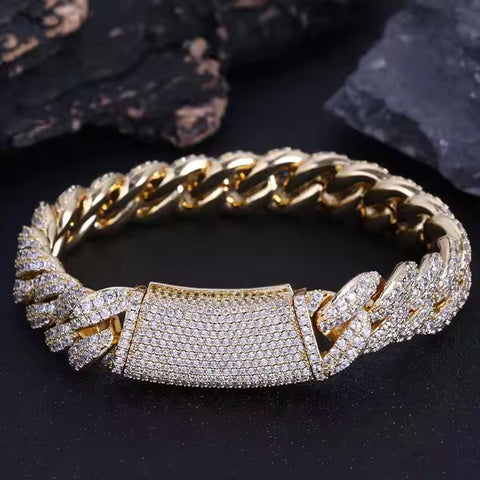 13mm 2 Row Diamond Cuban Bracelet