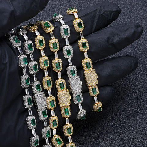 7mm Iced Emerald Cushion Cut Diamond Tennis Chain