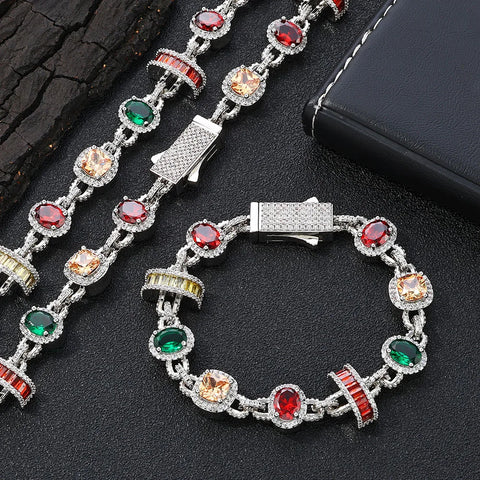 15mm Multicolor Geometric Gemstone Bracelet