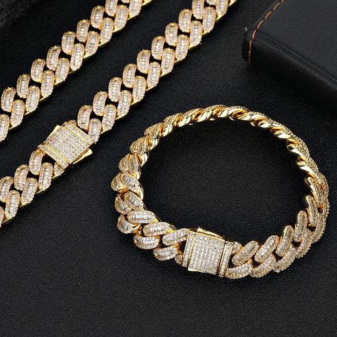 12mm Cuban Link Iced Out Baguette Bracelet