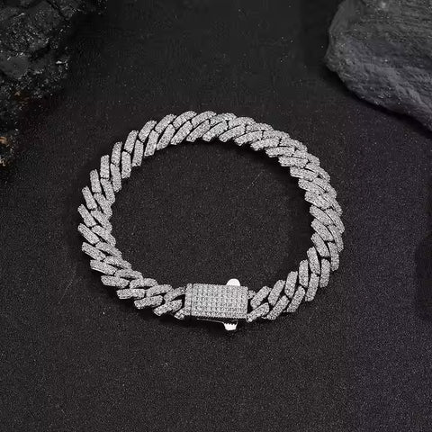 8mm Iced Out Prong Cuban Link Bracelet