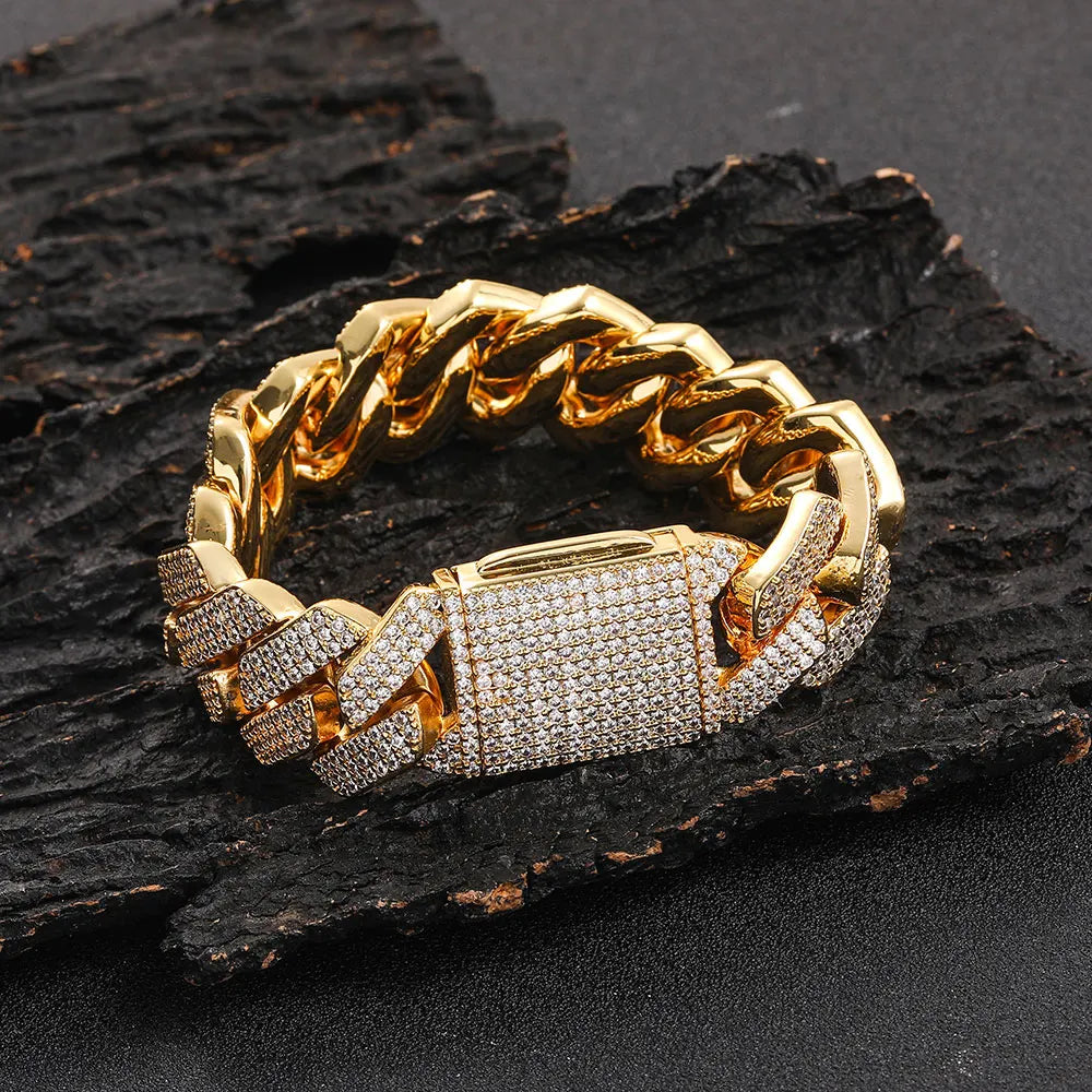 20MM 3-Row Iced Prong Cuban Bracelet