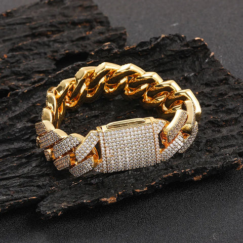 20MM 3-Row Iced Prong Cuban Bracelet