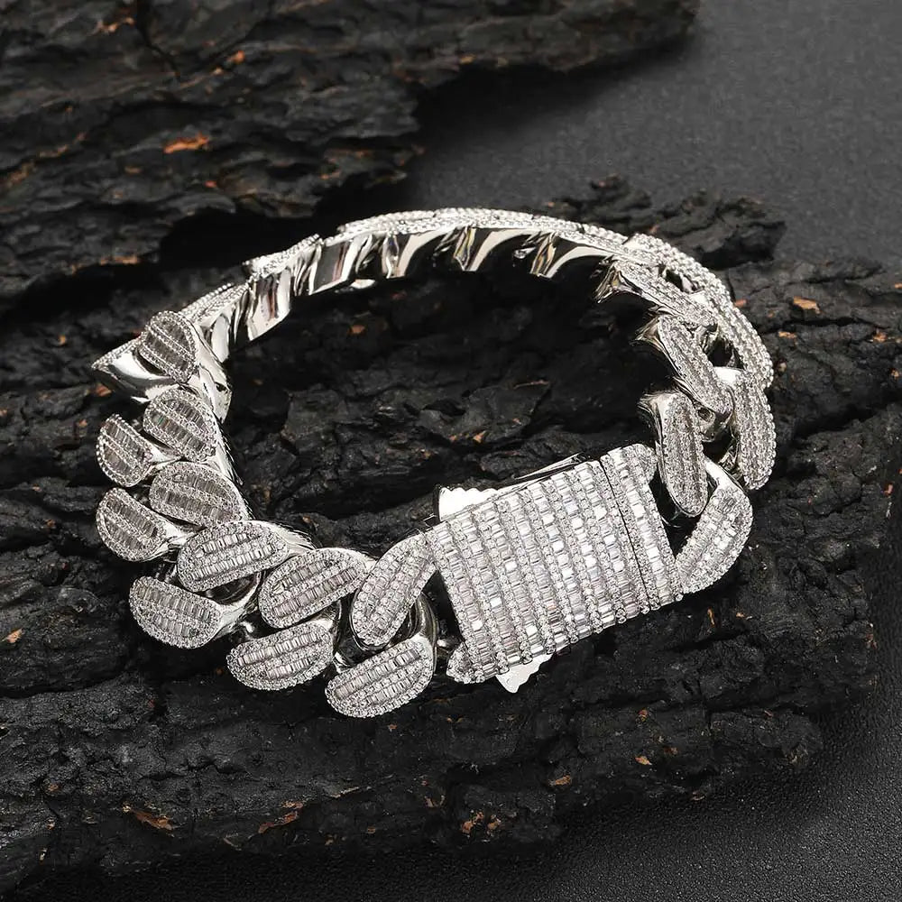 20mm Baguette Miami Cuban Link Bracelets