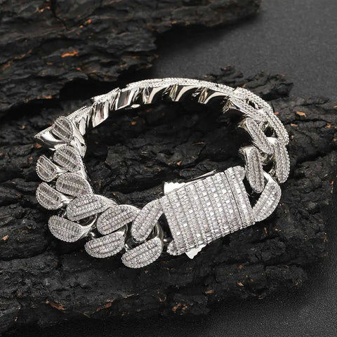 20mm Baguette Miami Cuban Link Bracelets
