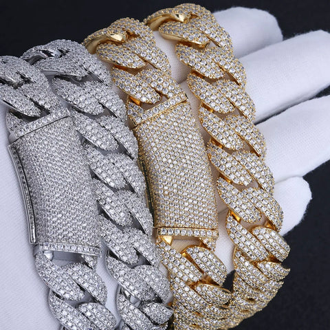 18mm 3 Rows Diamond Cuban Link Chain