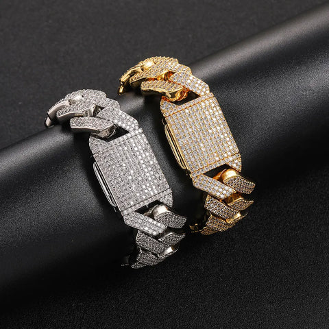 20MM 3-Row Iced Prong Cuban Bracelet
