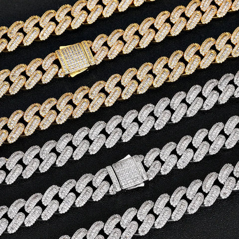 12mm Cuban Link Iced Out Baguette Bracelet
