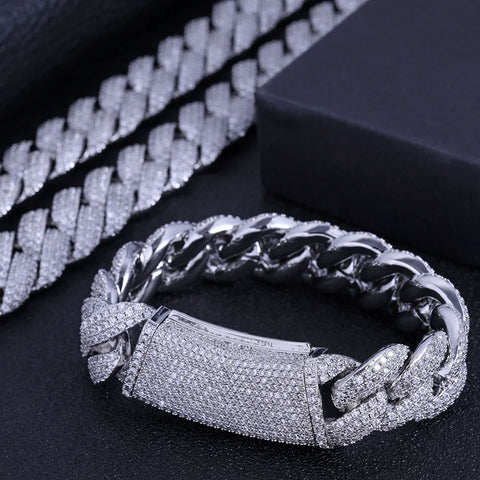 18mm 3 Rows Diamond Cuban Link Chain