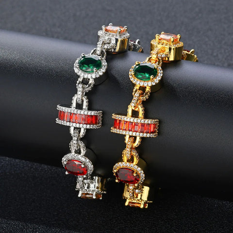 15mm Multicolor Geometric Gemstone Bracelet