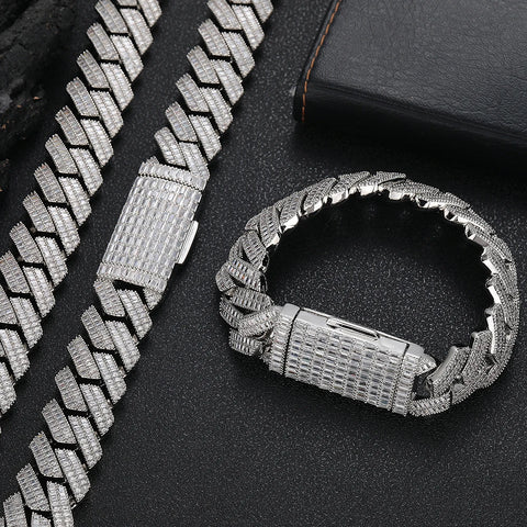 20mm Full Baguette Prong Cuban Bracelet