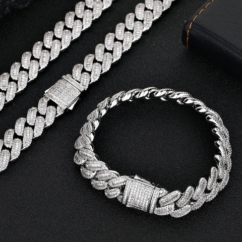 12mm Cuban Link Iced Out Baguette Bracelet