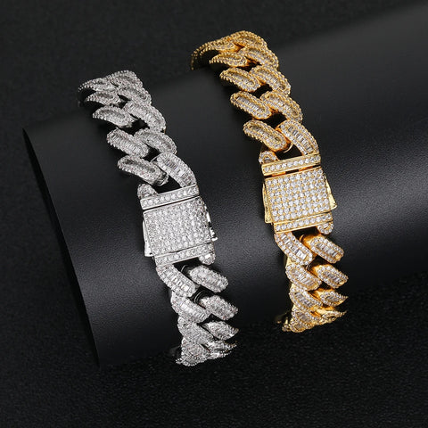 12mm Cuban Link Iced Out Baguette Bracelet