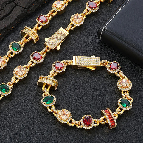 15mm Multicolor Geometric Gemstone Bracelet
