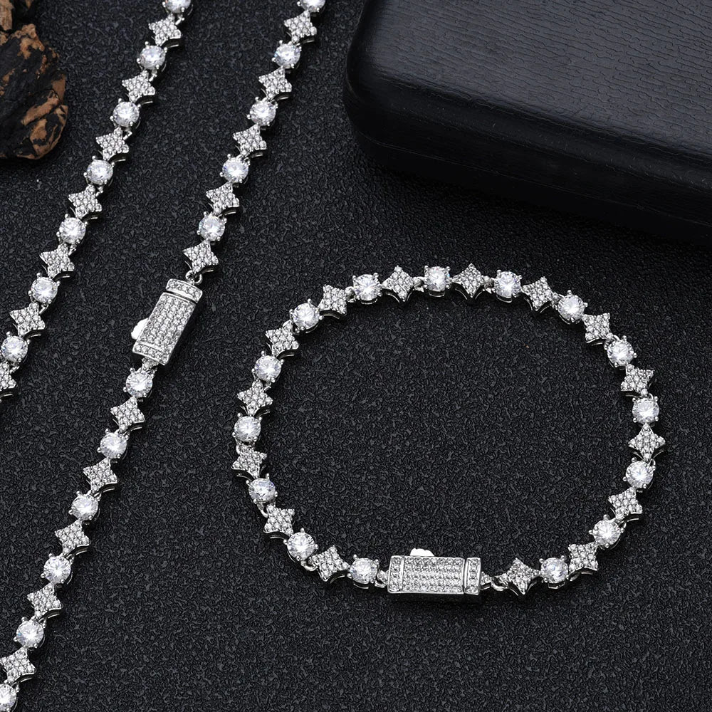 6mm Round and Star Diamond Tennis Bracelet