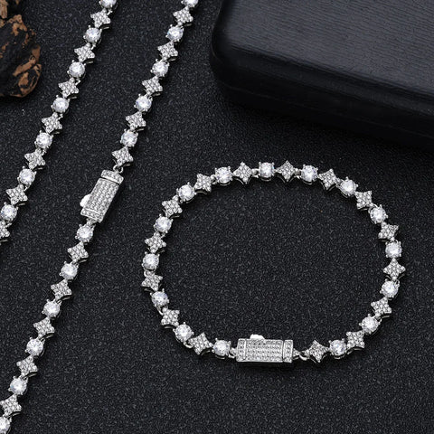 6mm Round and Star Diamond Tennis Bracelet
