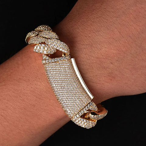 18mm 3 Rows Diamond Cuban Link Bracelet
