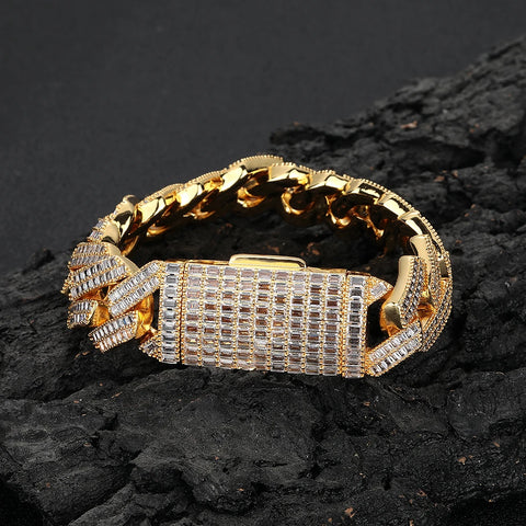 20mm Full Baguette Prong Cuban Bracelet