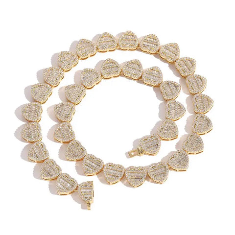 Heart Shape Cluster Tennis Chain